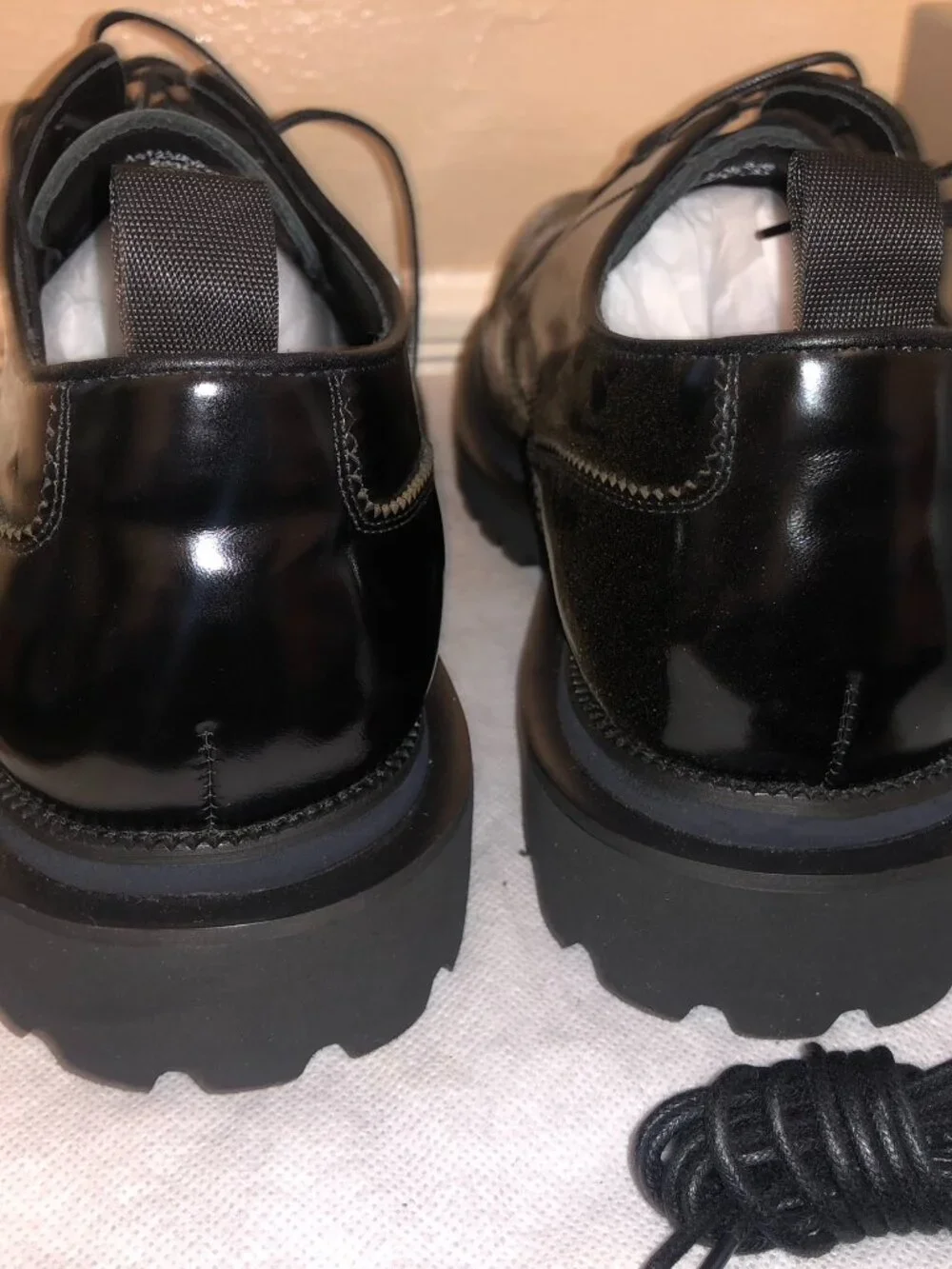 NIB DIVINCH Mens Black Leather Wingtip Brogue Lug Sole Derby Shoes Size 13